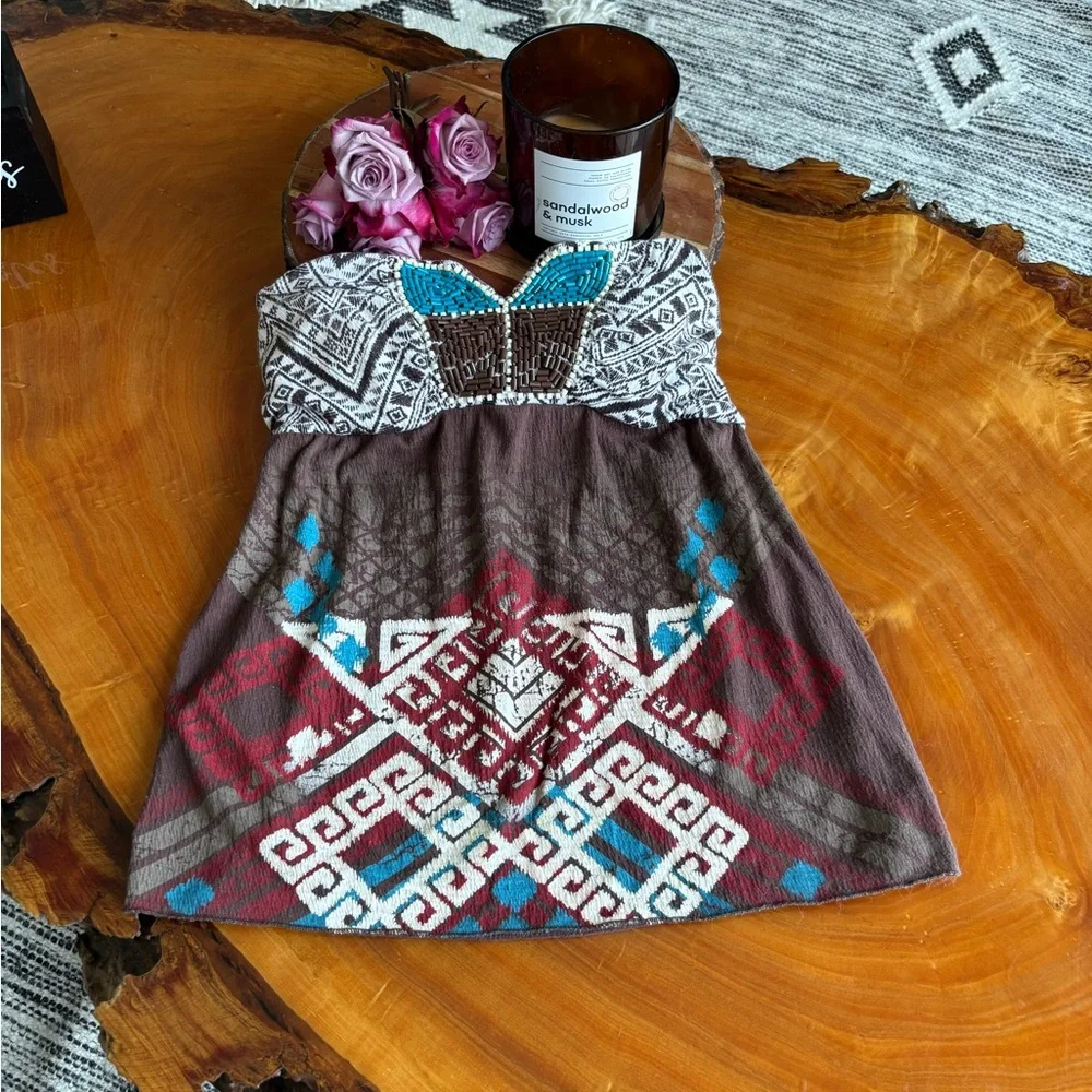 🩵🤎 Super Cute - Unique Self Esteem Brown, White, Red, Blue, Tribal Tank Top - Picture 4 of 9